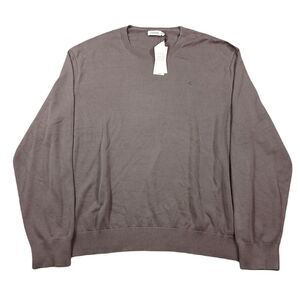 Calvin Klein Monogram Logo Sweater Mens 2XL Sparrow Grey Brown Smooth Cotton $89